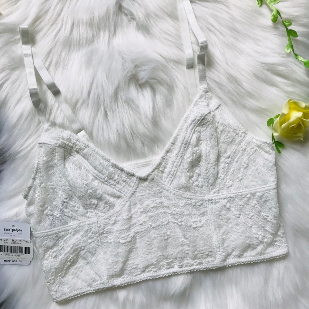 Free people white bralette lace bra NWT beautiful - Picture 2 of 8